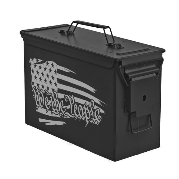 Steel Ammo Can Storage Box Ammunition Case We The People American Flag (30cal, Black)
