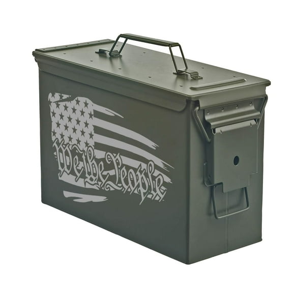 Steel Ammo Can Storage Box Ammunition Case We The People American Flag (30cal, Green)