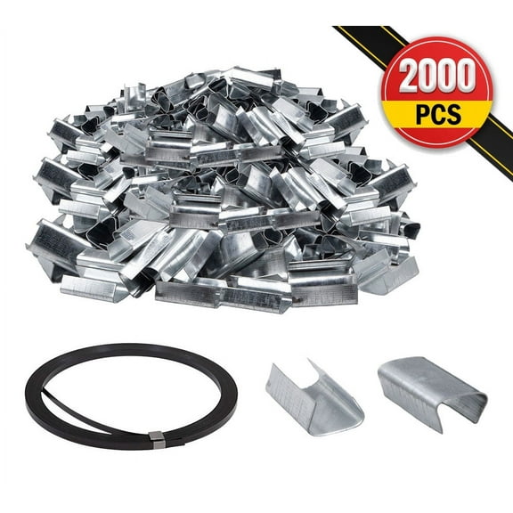 Steel Banding Strapping Kit - 1 Pack 1/2" x 0.020" x 300' Steel Strapping Coil 1100 lbs Breaking Strength and 2000Pcs Strapping Open Seal for Securing Heavy Packaging & Pallet Banding