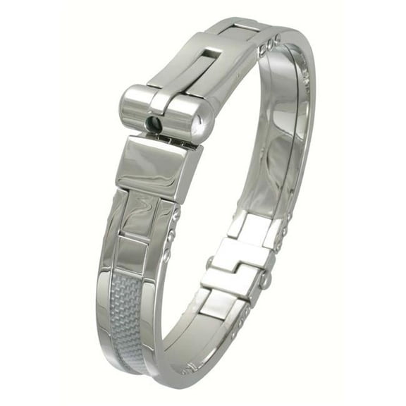 Steel Bangle with Carbon Fiber