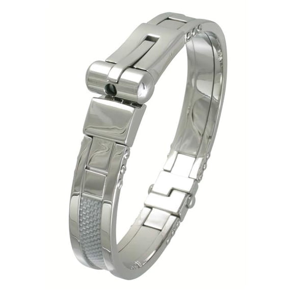 Steel Bangle with Carbon Fiber