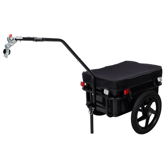 Steel Bike Cargo Trailer with Waterproof Cover and Removable Box, Black