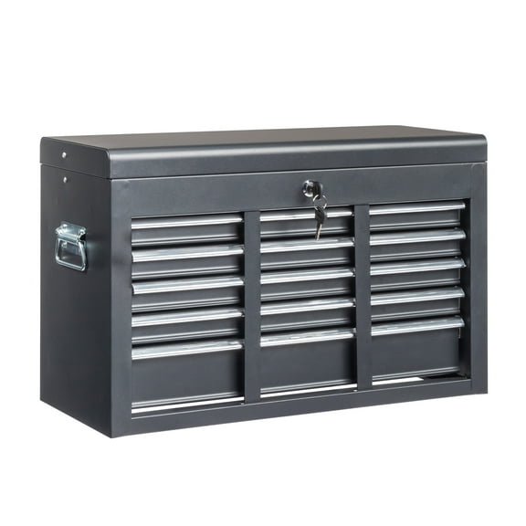 Steel Black Top Tool Chest Metal Tool Box With Drawers Machinist Tool Cabinet Tray 24" Portable Cabinet for Garage, Warehouse, Home