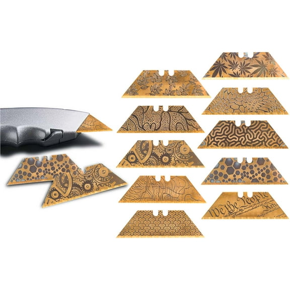 Steel Blade for Utility Knife Box Cutter Engraved by NDZ Performance, Leaves 3 Pack