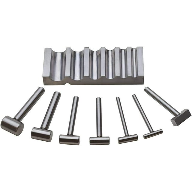 Steel Block Swage UChannel and 6 Hammer Punches Metal Forming Dapping