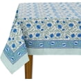 thumbnail image 1 of Steel Blue 60x90 Inches Rectangle 100% Cotton Hand Block Print Tablecloth Washable Halloween Thanksgiving/Christmas Parties/Wedding Use,Fall décor Farmhouse Dining Dinner Tablecloth, 1 of 6