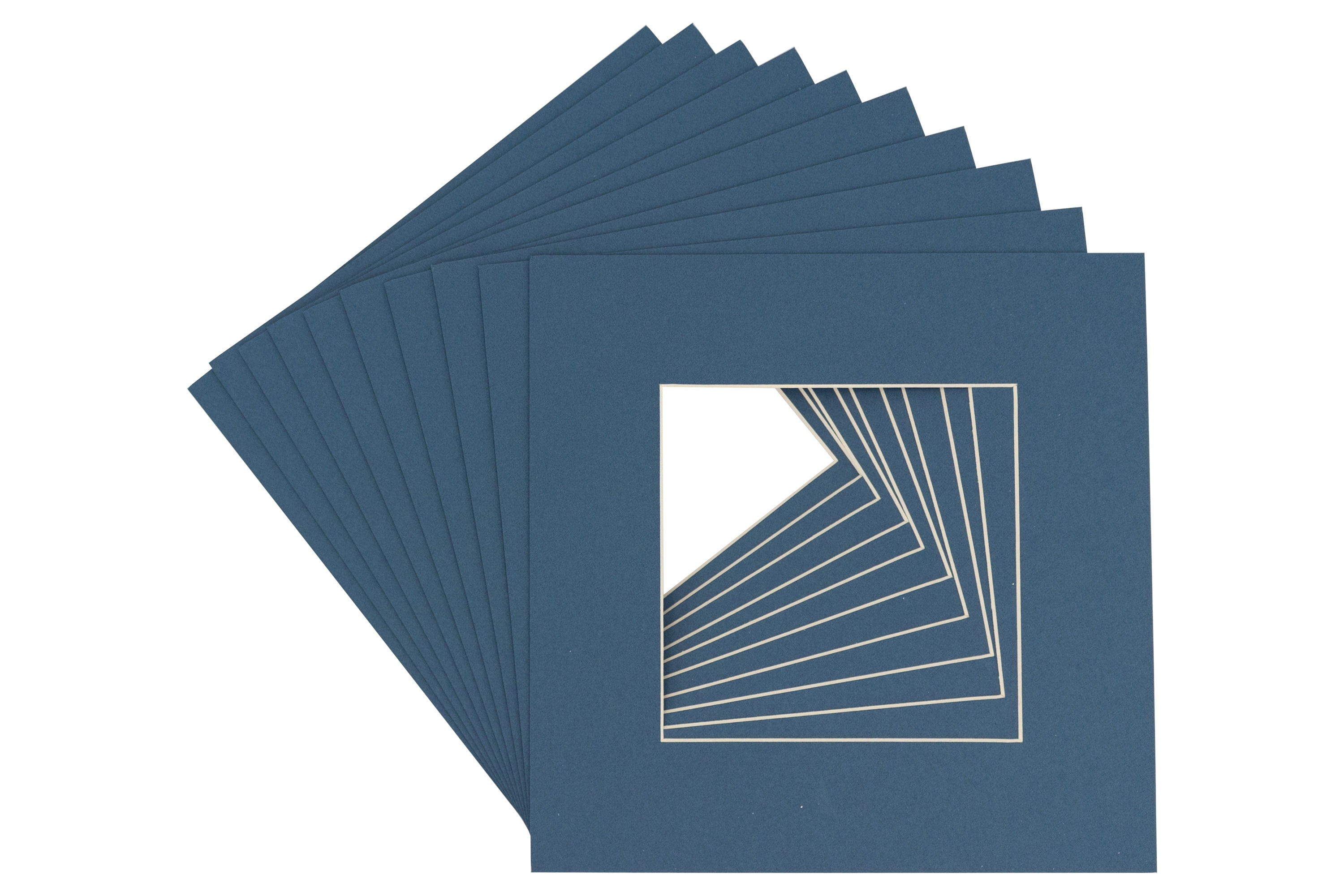 Steel Blue Acid Free 7x7 Square Picture Frame Mat with White Core Bevel