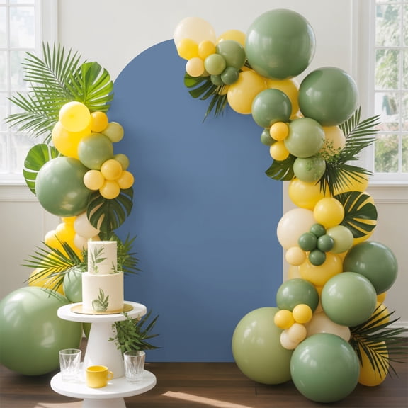 Steel Blue Arch Backdrop Cover 4 FT, Gray Blue Color Solid Background Rustic Farmhouse Wedding Arch Cover Stretchy Backdrop Stands Covers for Birthday Party Ceremony Banquet Decor