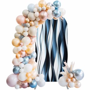 Steel Blue Gradient Line Arch Backdrop Cover 4 FT Abstract Twist Stretchy Elastic Arch Stand Covers Spandex Arched Background Birthday Wedding Party Decoration (No Stand)