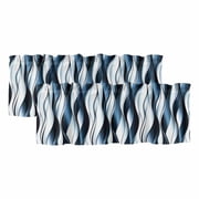Steel Blue Gradient Line Window Valance, Abstract Twist 2 Pack Decorative Curtain for Small Windows, Light Filtering Valance with 3  Rod Pocket, 42"W x 12"L