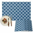 thumbnail image 1 of Steel Blue White Geometric Placemats Set of 8, Minimalist Morocco Pattern Table Mats Washable Heat-Resistant Non-Slip Place Mats for Kitchen Dinner Table Indoor Outdoor Decor,13x19 Inch, 1 of 9