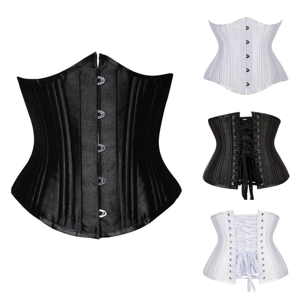 Steel Boned Corset Waist Trainer for Women Shapewear Underbust Bodyshaper, White Size M
