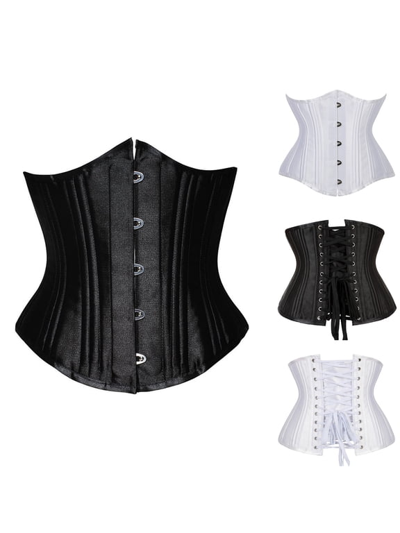 Steel Boned Corset Waist Trainer for Women Shapewear Underbust Bodyshaper, White Size XXXXL