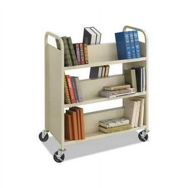 Steel Book Cart Six-Shelf, 36w x 18.5d x 43.5h, Sand