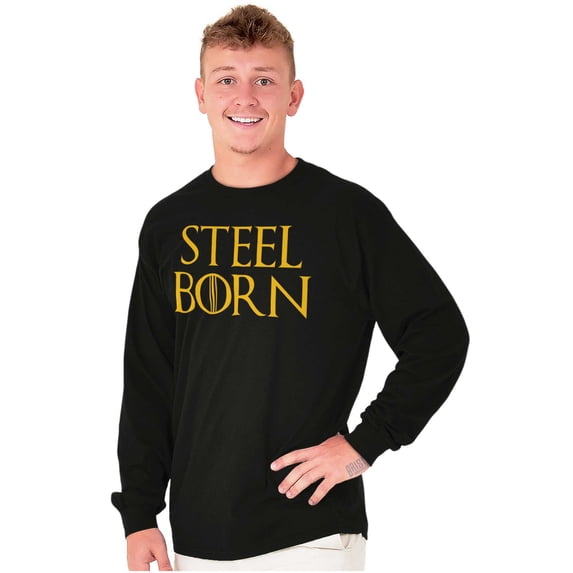 Steel Born Pittsburgh Pennsylvania Long Sleeve TShirt Men Women Brisco Brands S
