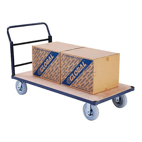 Steel Bound Platform Truck w/Wood Deck, 60 x 30, 8" Pneumatic Casters, 1200 Lb. Capacity