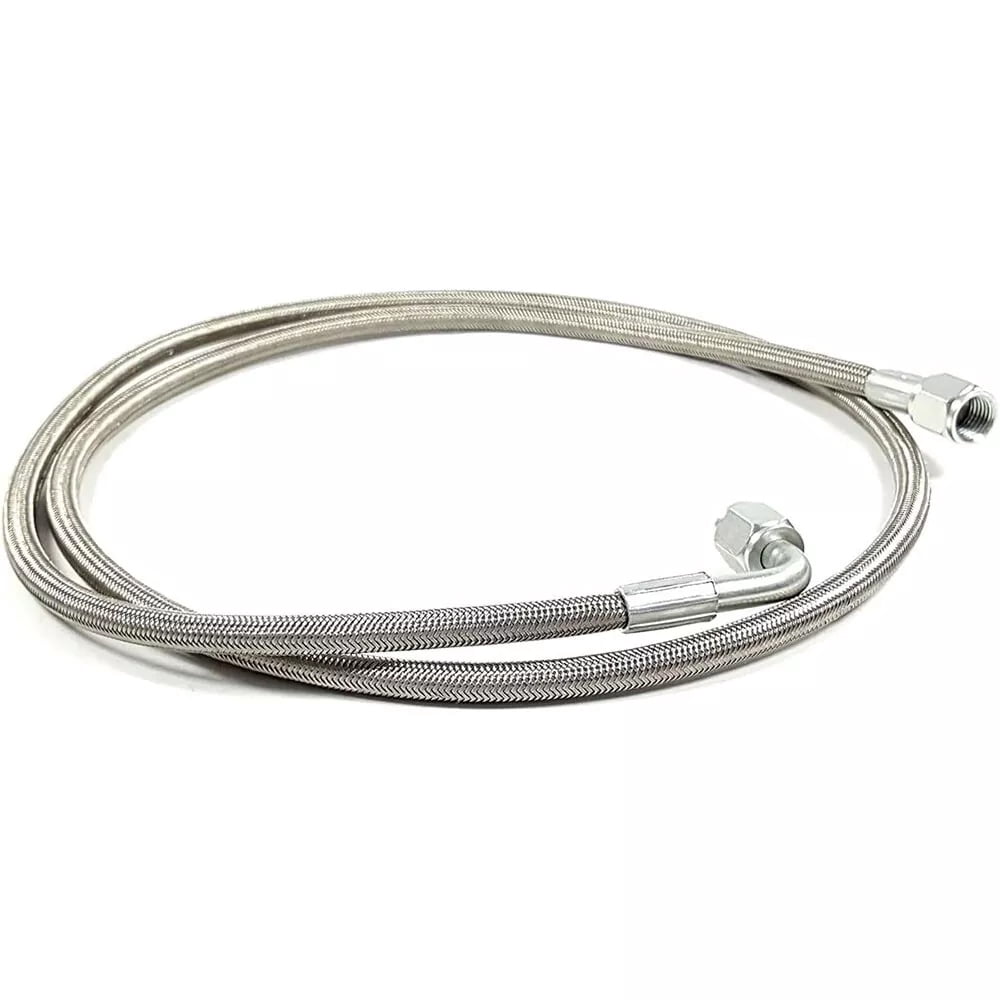 X AUTOHAUX 4AN Turbo Oil Feed Line 48 Inch - Stainless Steel Braided With 90° & Straight Ends