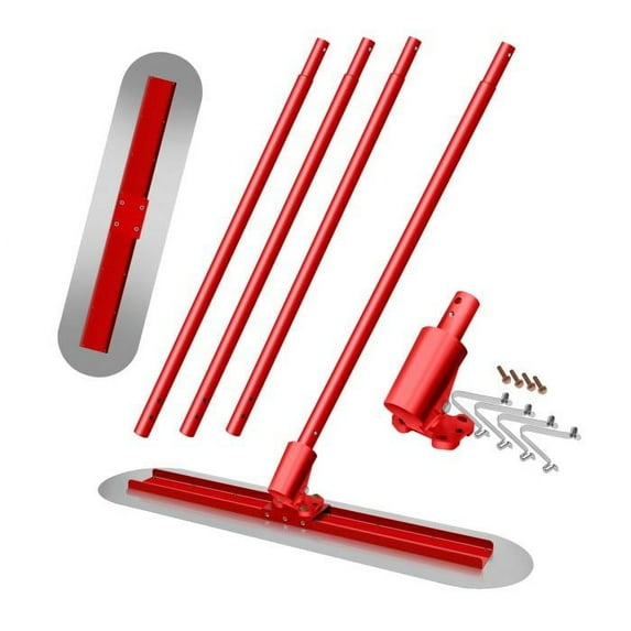 Steel Bull Float 47"x12", Concrete Trowel Kit with 4 Thickened Rods, Red Construction Tools for Driveway, Slab, Patio