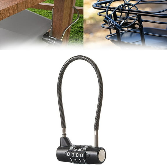 Steel Cable Combination Lock with 4 Digit Code for Gym Locker Cabinet Bicycle Outdoor Indoor Use Zinc Alloy Security Padlock 175mm