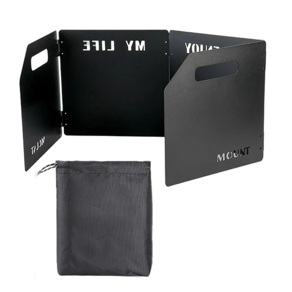 Steel Camp Stove Windscreen, Camping Stove Windshield, Folding Windshield for Backpacking, Fuel-Efficient Design Drawstring Bag