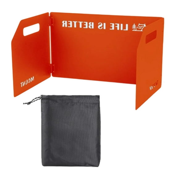 Steel Camp Stove Windscreen, Folding Windshield for Backpacking, Fuel-Efficient Design Drawstring Bag