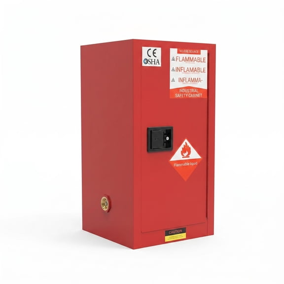 Steel Chemical Storage Cabinet with Vent Design, Heavy-Duty Flammable Liquid Cabinet with 3-Point Lock, OSHA & CE Certified Flammable Safety Cabinet for Lab