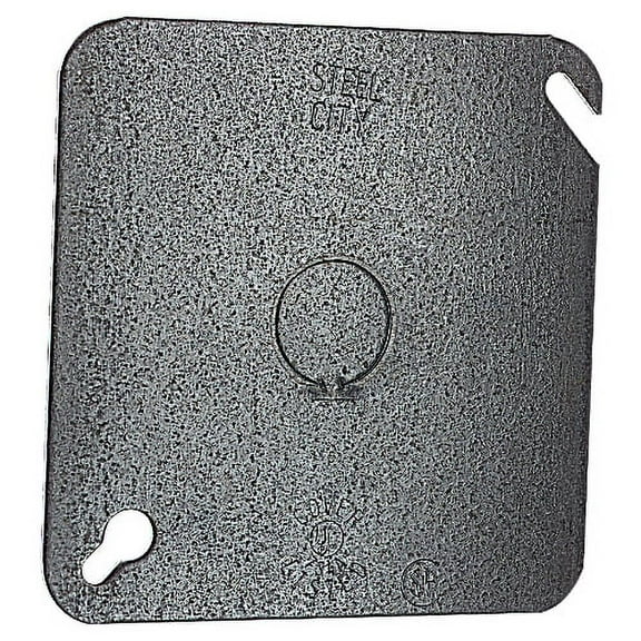 Steel City 52-C-6 Flat Outlet Square Box Cover, 4 in L x 4 in W, Steel