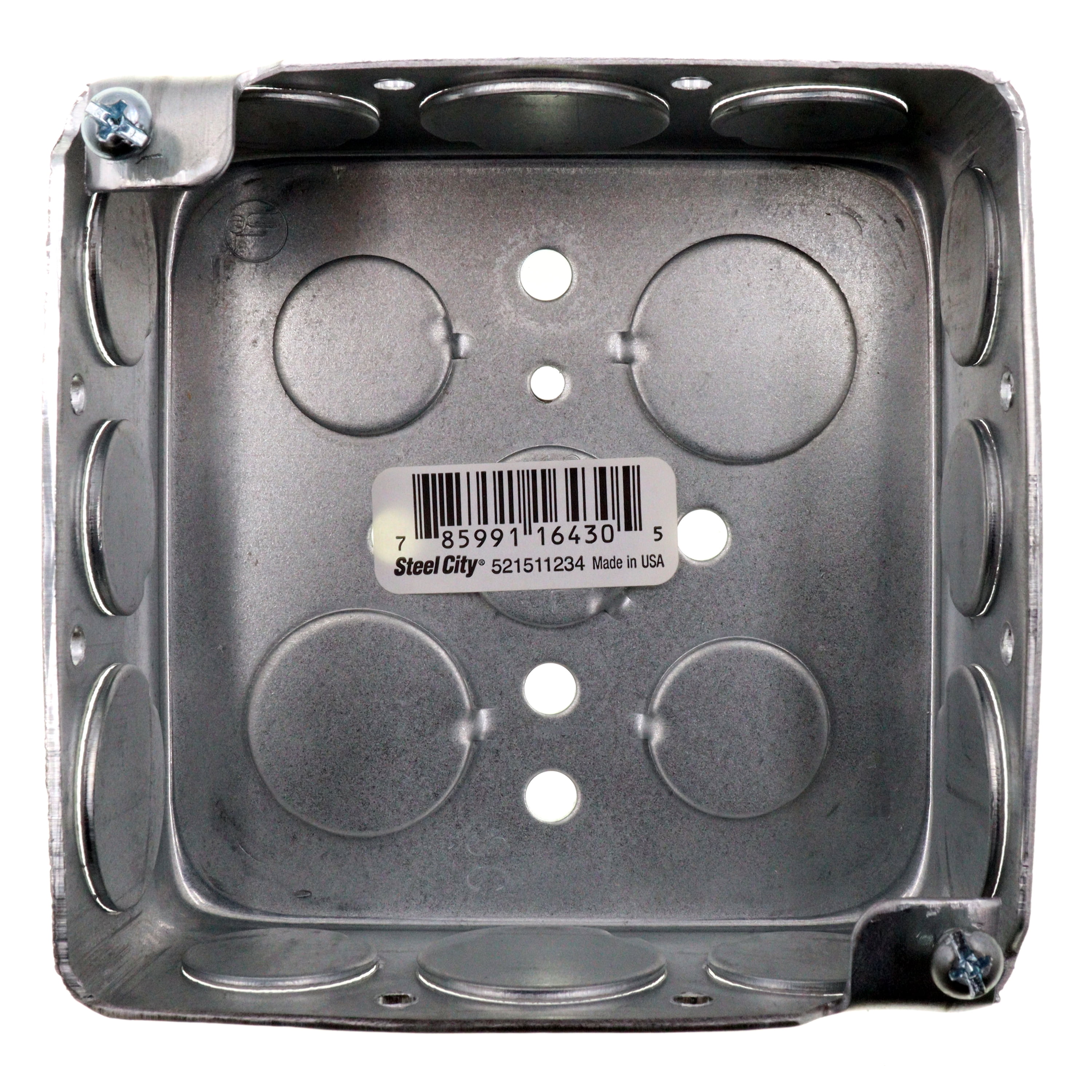 Steel City 52151-1/2-3/4 Pre-Galvanized Steel Square Box with 1/2-Inch and 3/4-Inch Knockouts