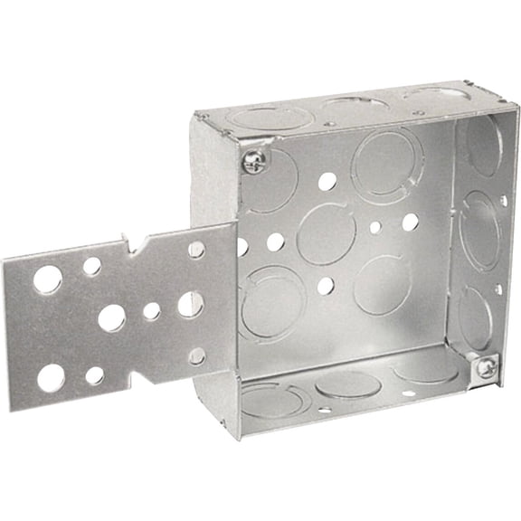 Steel City 52151B1234 Pre-Galvanized Steel Square Box with a B-Bracket and 1/2-Inch and 3/4-Inch Knockouts