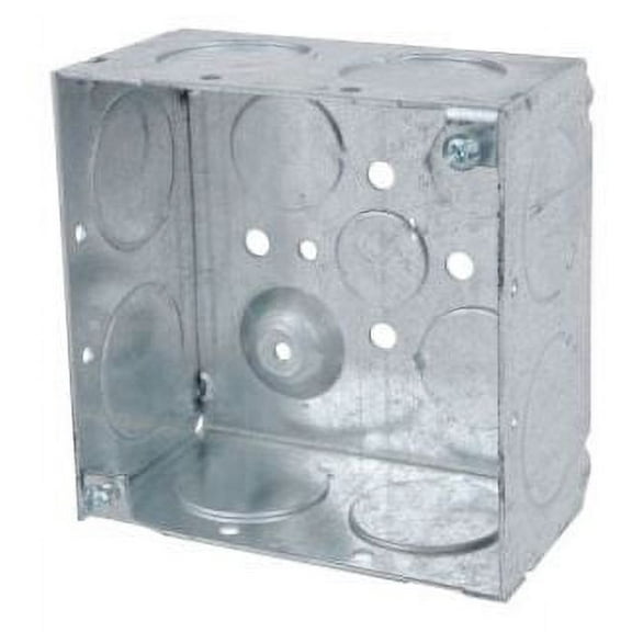 Steel City 52171-1 Pre-Galvanized Steel Square Box with Ground Bump and 1/2-Inch and 3/4-Inch Eccentric Knockouts