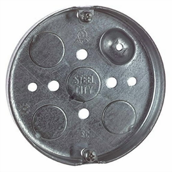 Steel City 56111 Round Pancake Ceiling Box, Steel, 4" x 1-1/2"