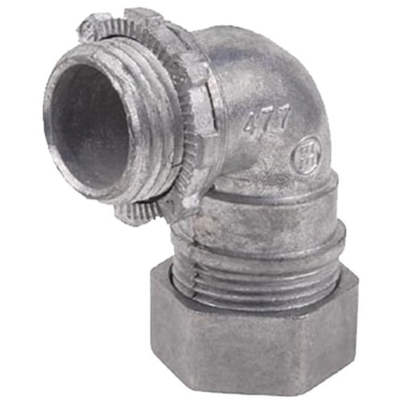 Steel City Compression Elbow Connector 90 Degree for EMT - Die-Cast Zinc - 1/2 In, 1 Pack