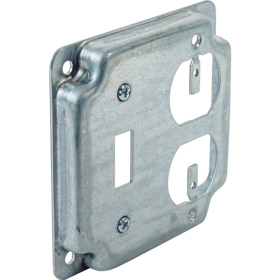 Thomas & Betts Steel Outlet Box Cover Square 4x4 Electrical Cover - 1 Gang - 4 In, Silver