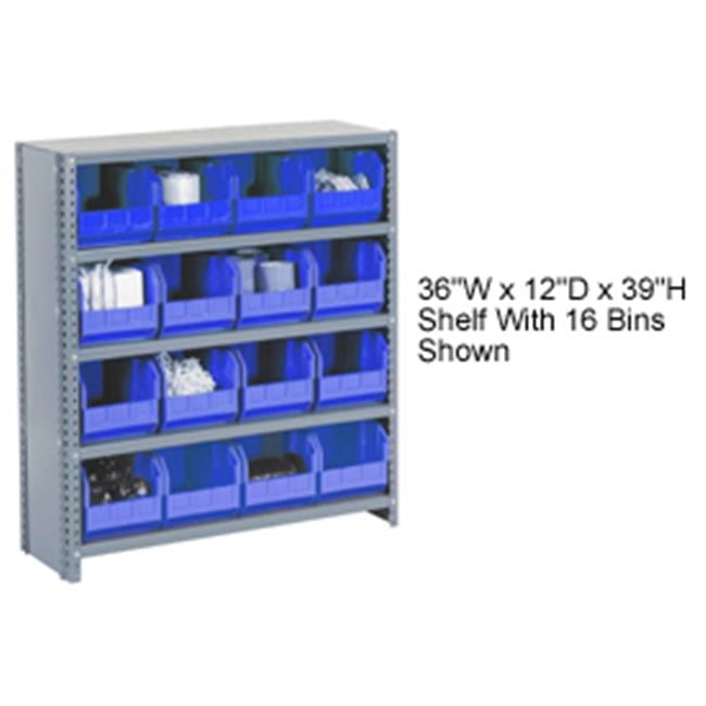 Steel Closed Shelving with 60 Blue Plastic Stacking Bins 11 Shelves ...