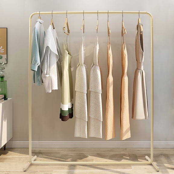 Steel Clothes Rack 66.14 lbs Load Capacity Clothes Rack Modern Gold Clothes Rack with Rectangular Construction Floor Standing Mounting Type