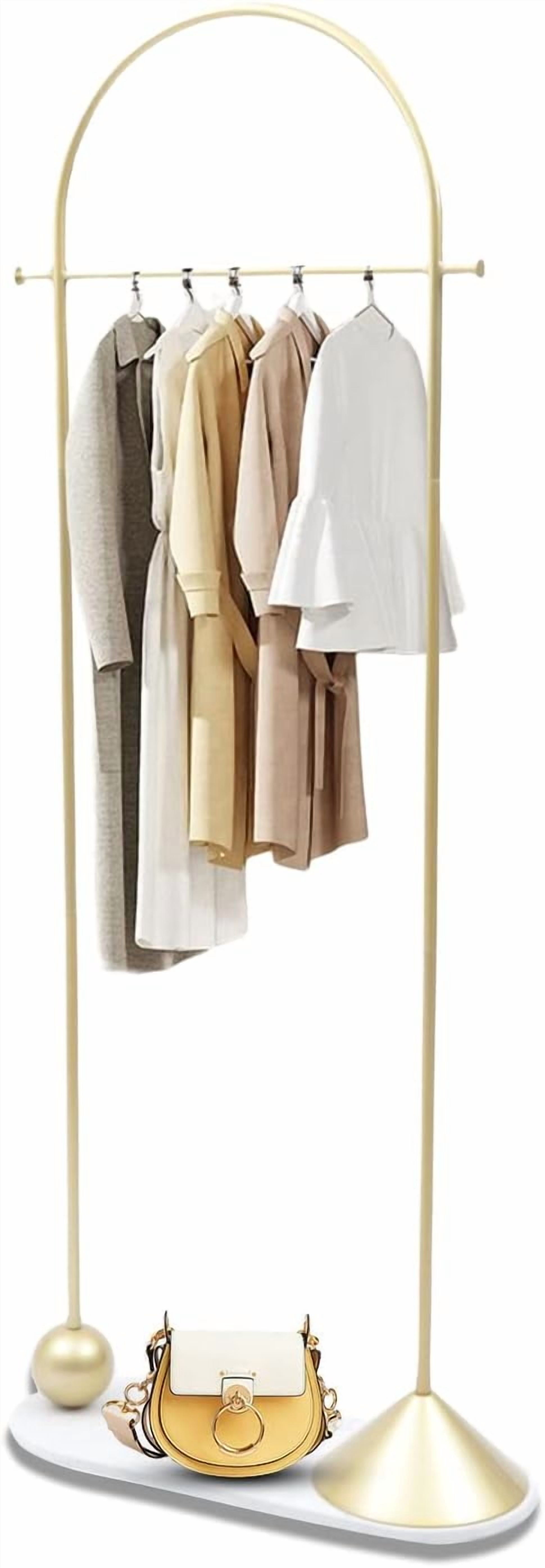 Steel Coat Rack Freestanding, Stylish Gold Clothing Rack with Shelves ...