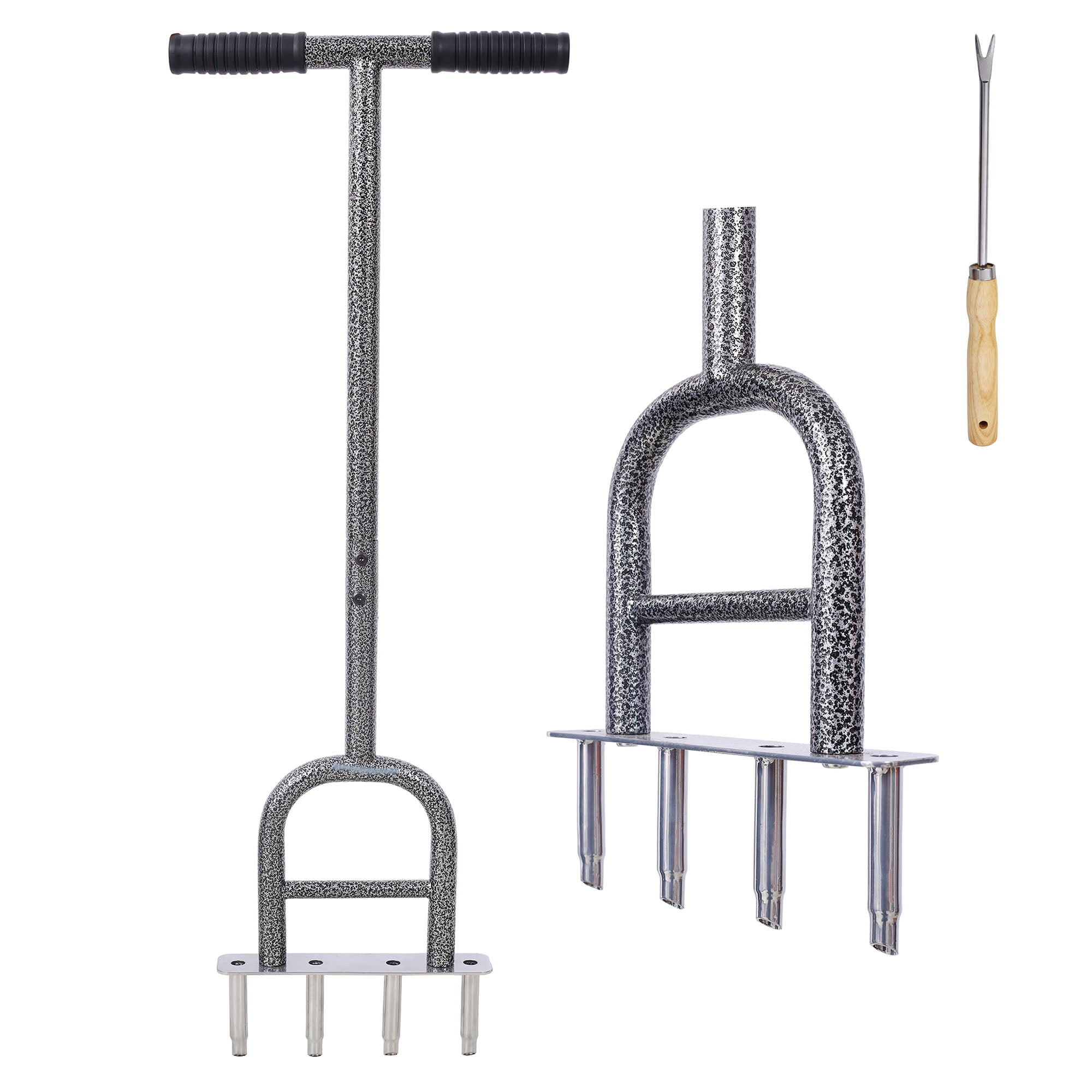 Steel Construction Gray 4 Corer Plug Lawn Aerator Tool Improving Lawn Health & Easy Soil Loosening