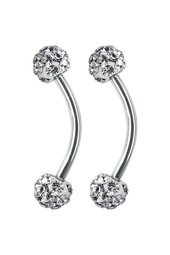 Steel Curved Barbell Ring 8mm 3mm Earring Eyebrow Piercing Jewelry Long Nose Ring 3 Stone Nose Ring Stick on Nose Piercing Nose Ring L Shape Nose Ring Studs for Women Face Nose Piercing Stud