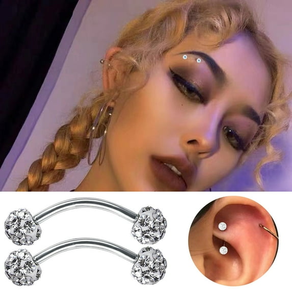 Steel Curved Barbell Ring 8mm 3mm Earring Eyebrow Piercing Jewelry
