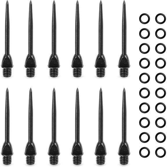 Steel Dart Tips 12pcs with 20pcs Rubber O Rings,Converter Points Adapter Points