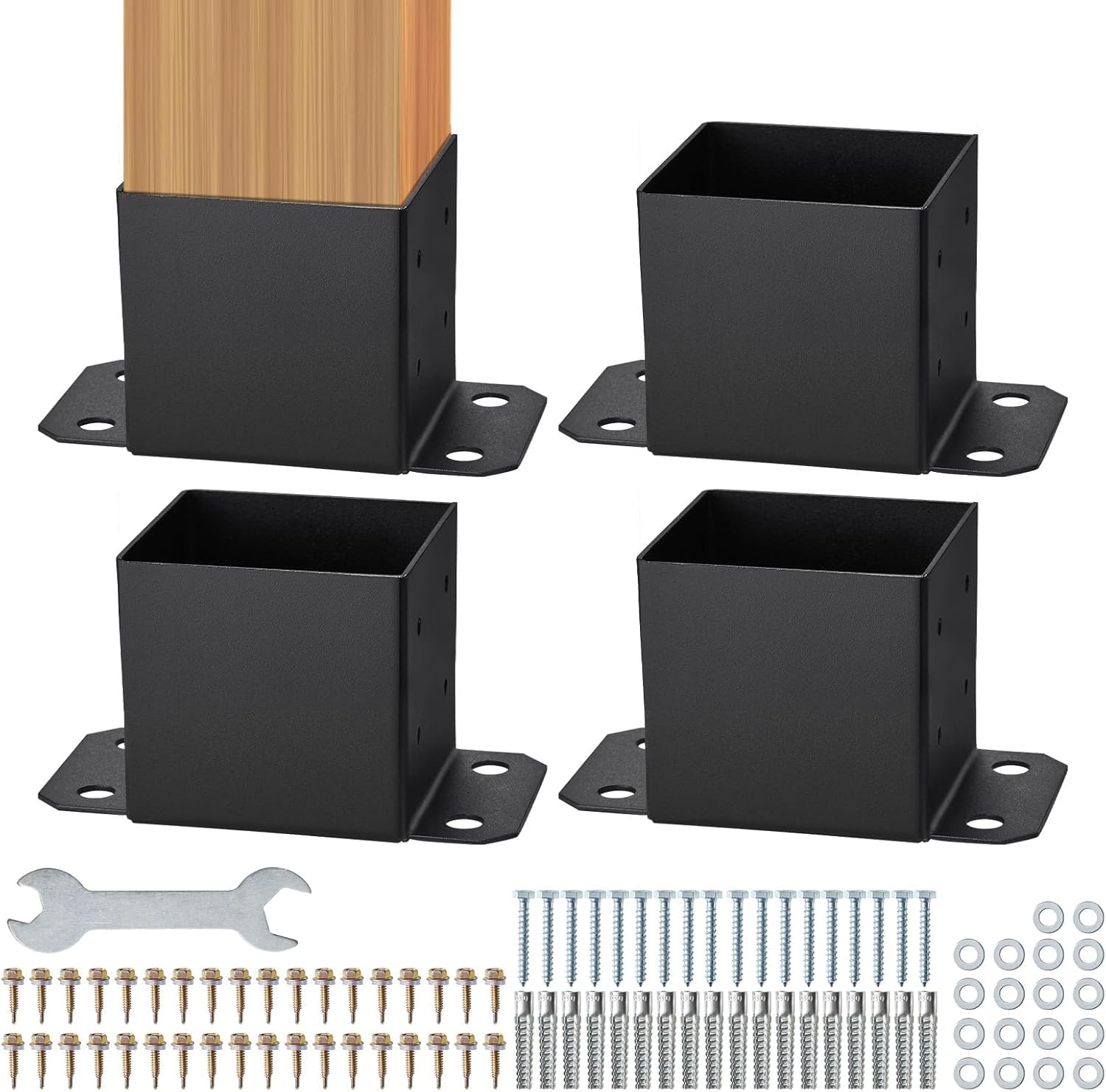 Steel Deck Post Base,Heavy Duty Post Brackets for 4x4 Wood Posts ...