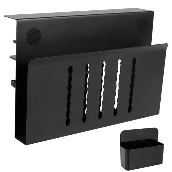 Steel Desk Side Storage Under Desk Storage with Pen Holder No Drilling Installation Desk Side Storage Holder Anti Slip Anti Scratch Desk Side Storage Sturdy Under Desk Storage for Office Home