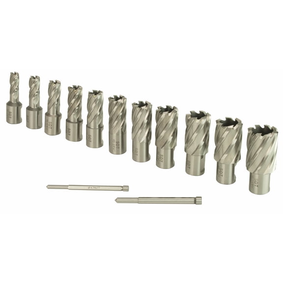 Steel Dragon Tools® 13pc. High Speed Steel HSS Annular Cutter Kit 1" Depth