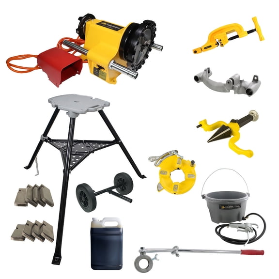 Steel Dragon Tools 300 Pipe Threader Threading Machine with Oil and Transporter