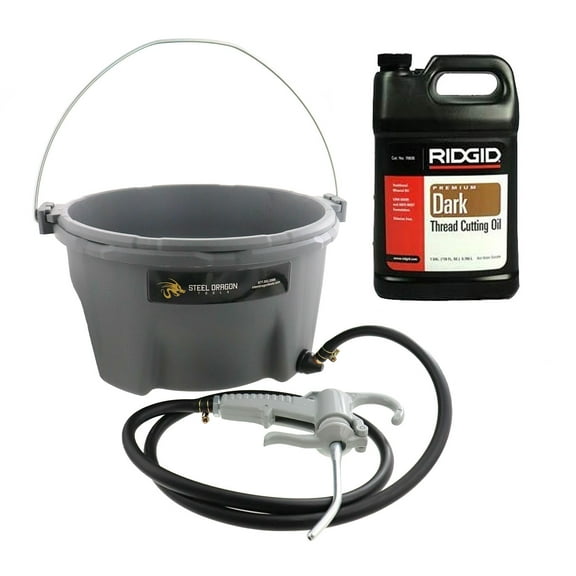 Steel Dragon Tools 418 Oiler Oil Bucket & 1 Gallon Premium Dark Threading Oil