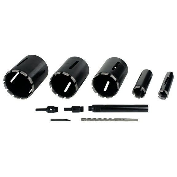Steel Dragon Tools® 5-Piece 1.5" to 5" Dry Diamond Core Drill Bit Kit with Case