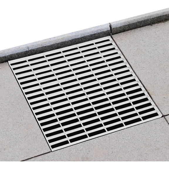 Steel Drain Grate 23.6"x23.6" Outdoor Drain Cover,Heavy Duty Metal Sewer Drain Cover Sliver Square Drain Grate for Concrete Floor