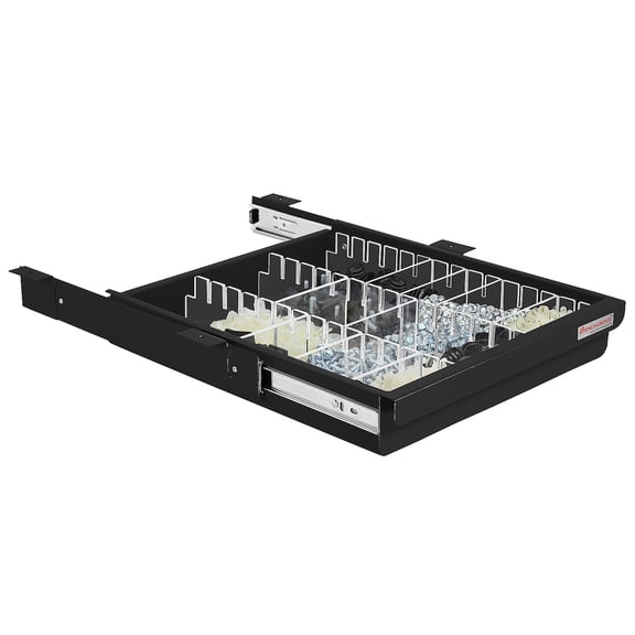 Steel Drawer 2" High with Partitions and Full Ball Bearing Suspension - 2"High x 14.5" Wide x 17" Length - Black