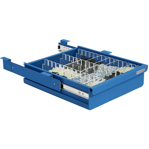 Steel Drawer 4" High with Partitions and Full Ball Bearing Suspension - 2"High x 14.5" Wide x 17" Length - Blue