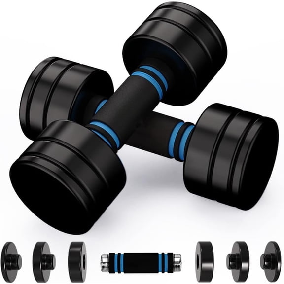 Steel Dumbbells Adjustable Black Coated Weight Set with Handles for Gym Workout - Strength Trainging for Men, Women (5lbs/10lbs/15lbs/20lbs)